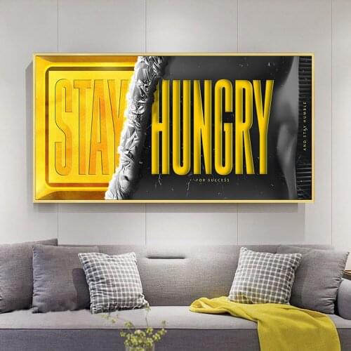 Motivational Life Quote Canvas Poster And Prints Stay Hungry For Success Slogan Wall Art Painting For Living Room Decoration
