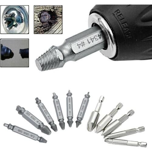 Screw Extractor Set Removes Damaged & Stripped Screws and Broken Bolts