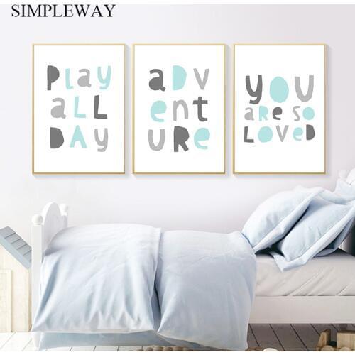 Baby Nursery Quotes Wall Art Canvas Poster Simple Quotes Print Minimalist Painting Decorative Picture Nordic Kids Bedroom Decor