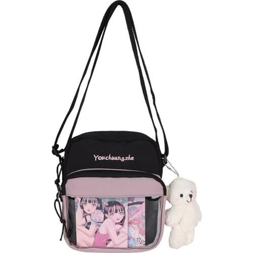 2021 new Japanese ins Harajuku cute girl student shoulder bag women transparent small bag funny shoulder bag