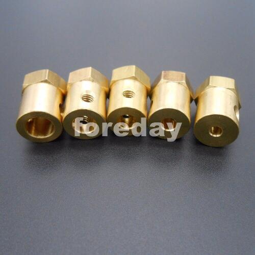 NEW ONE SET OF 5 KINDS 12MM HEX Brass Shaft Motor Flexible hexagonal Coupling Coupler 3MM 4MM 5MM 6MM 7MM 5 Wrenches *FD249-253