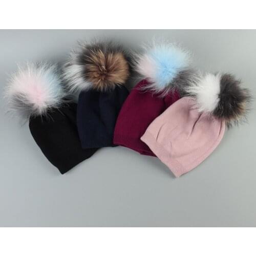 Autumn Winter Hat Wool Beanies Multicolor Real Pompon Beanies Newborn Cap Baby Child Hat Warmer Girls Boy Bonnet Casual Cap