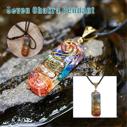 Orgone Chakra Gemstone Pendant Necklace 7 Chakra Stones Necklace for Meditation and Spiritual Energy PT