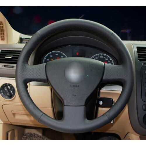 Hand-stitched Black Leather Steering Wheel Cover for Volkswagen VW Jetta 5 2006 2007 2008 2009 2010 Old J e t t a