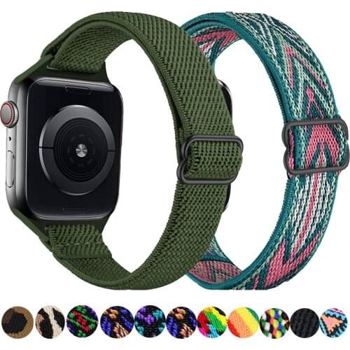 Slim Strap for apple watch band 44mm 42mm 38mm 40mm Adjustable Scrunchie Nylon solo Loop belt bracelet iwatch series 6 se 5 4 3