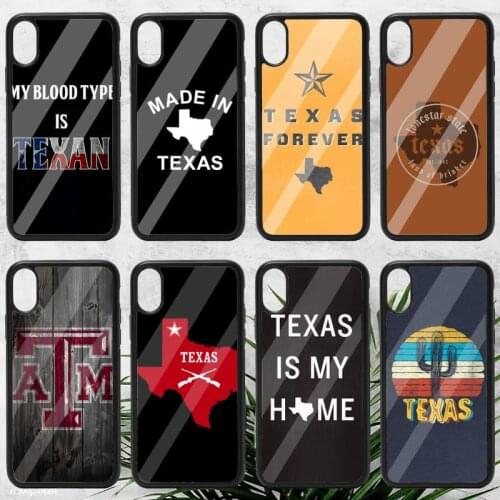 I Love Texas Flag text pattern luxury Phone Case funda PC for iPhone 11 12 pro XS MAX 8 7 6 6S Plus X 5S SE 2020 XR