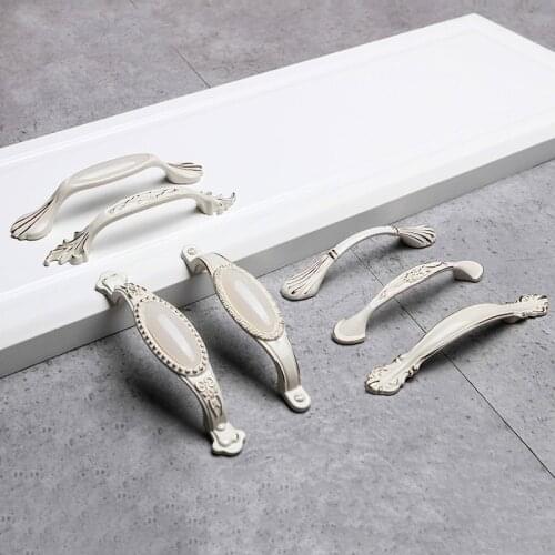 Ivory White Ceramic European Cabinet Handles Aluminum Alloy Door Kitchen Knobs Cabinet Pulls Drawer Knobs handle