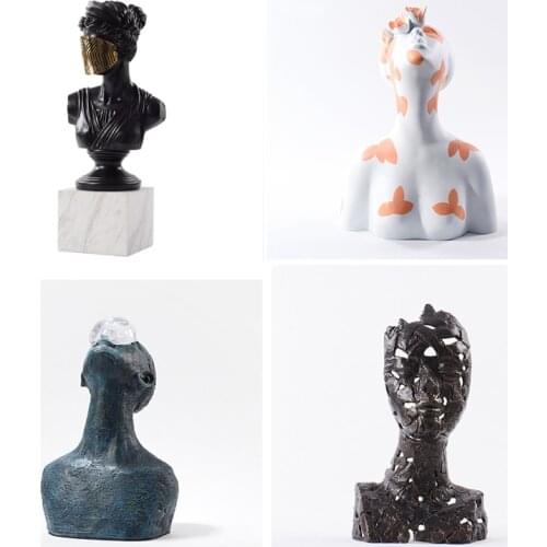 Nordic Modern Art Statue Figure Creative Woman Goddess Greek Statue Resin Bust Sculpture Estatuas Decorativas Home Decor AD50DX