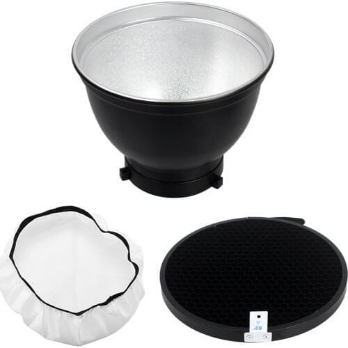7inch 18cm Standard Reflector Diffuser with 10/20/30/40/50/60 Degree Honeycomb Grid for Bowens Mount Studio Light Strobe Flash