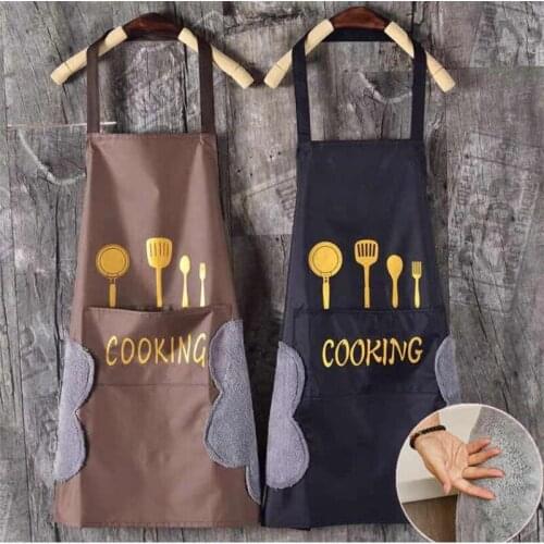 Baking Aprons For Woman Home Kitchen Apron Side Wipe Hands Waterproof Oxford Cloth Bib With Pocket Home Cleaning Tool Apron