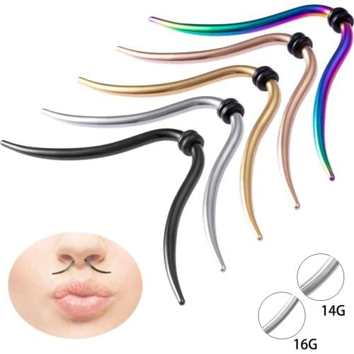 1pc Beard Septum Piercing Womans Accesories Nose Ring Stud Septum Ring Stainless Steel Punk Nose Jewelry 14g 16g Body Jewelry