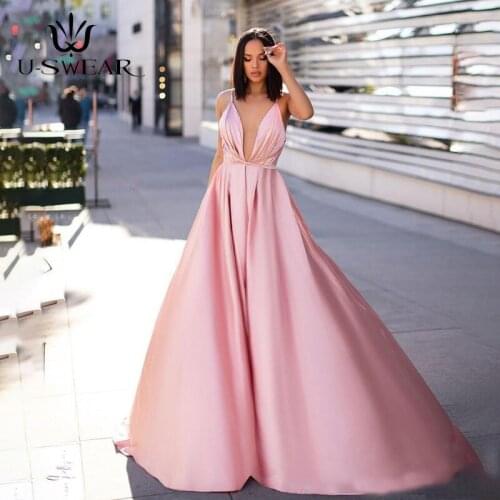 Sexy Pink A-Line Prom Evening Dresses Vintgae Deep V-Neck Spaghetti Backless Formal Party Gown Celebrity Dresses Abendkleider
