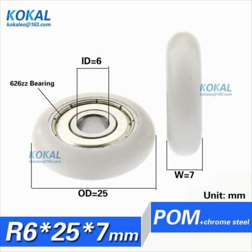 10PCS Free Shipping 626zz ball bearing caoted nylon roller wheel for window or door 6*25*7 3D printer roller