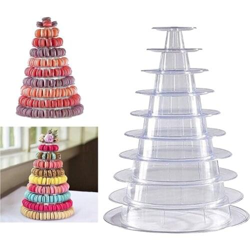 10Tiers Round Macaron Tower Stand Cupcake Pastries Stand Round Wedding Party Cake Display Dessert Tree Graduation Decor