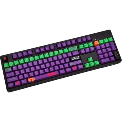118 keys Anime EVA Keycap Purple PBT OEM Keycaps 6.25X New For Cherry MX Keyboard English Language Without Keyboard Unisex