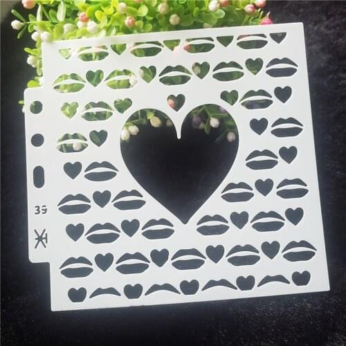 13*14cm Love lip Cover templat scrapbook stencils spray plastic mold shield DIY cake hollow Embellishment printing lace ruler
