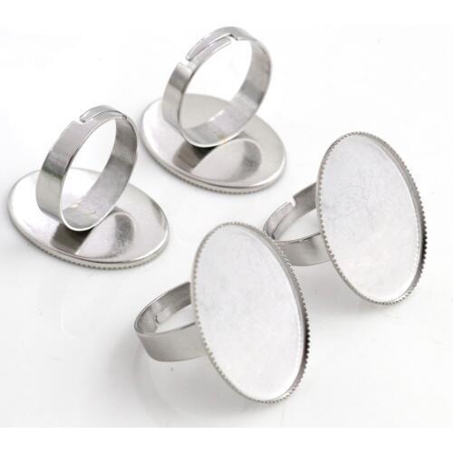 18x25mm 13x18mm 10pcs/Lot No Fade Stainless Steel Adjustable Ring Settings Blank/Base,Fit Oval Glass Cabochons