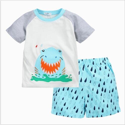 2018 Summer Boys Clothes Suits Shark Childrens Clothing Set Short Sleeve T-Shirt Shorts Suit Hot Sale Kids Pajamas