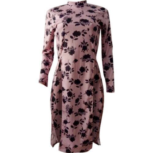 2020 Spring Women Fashion Mesh Print Long Tops High Collar High Split Casual Shirts long sleeve womens shirts roupas feminina