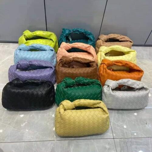 2021 High Quality Braided Small Handbag For Women Luxury Designer Leather Shoulder Female Knot Clutch Bag
