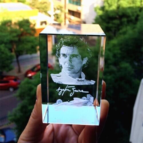 3D laser Ayrton Senna da Silva Racing driver Crystal Glass Paperweight Souvenir Kids Birtherday Gift & Business Gifts