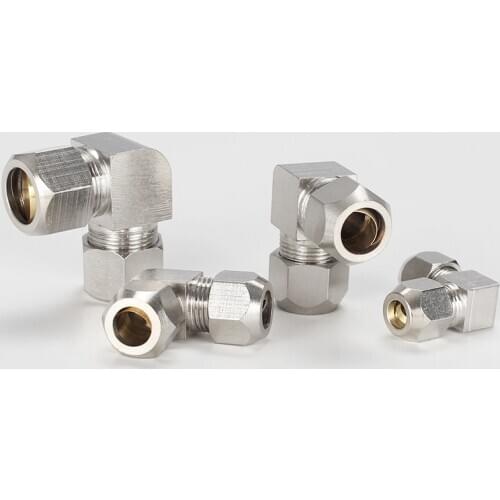 4mm 6mm 8mm 10mm 12mm 14mm 16mm 90 Degree Elbow Brass Ferrule Tube Compression Pipe Fitting Reducer Connector Adapter