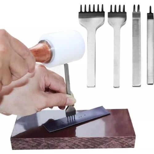 4Pcs/lot DIY Leather Craft Tools 3/4/5mm Leather Hole Punches Stitching Punch Tool 1+2+4+6 Prong Tools for Leather Belt