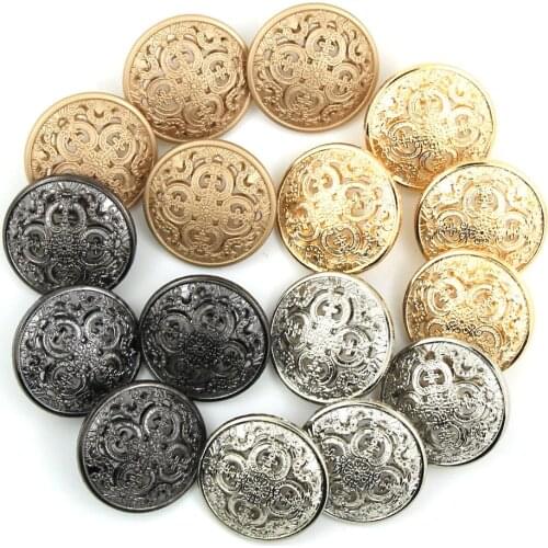 5Pcs Hollow Metal Button Black Sliver Gold Buttons Round Decorative Button For Clothes Sewing Accessories DIY Crafts 14-27mm