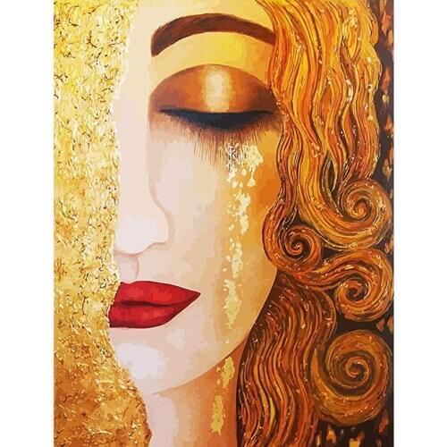 5D DIY Diamond Painting Cross Stitch Kits Golden tear girl by Klimt Diamond Embroidery Patterns Pictures of Rhinestones