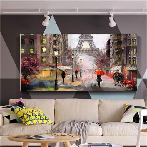 Frameless Romantic Paris Print Canvas Painting Wall Art Picture for Living Room Home Decor