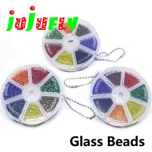 Big volume colorful fly tying glass beads box 1.5mm/2mm/3mm larva&caddis emerger head bead midge pupa body beads tying materials