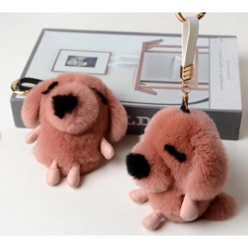 Kawaii Animal Keychain Real Fur Cartoon Teddy Bear Doll For New Year Gift Accessories Girls Charm Bag Pendant Ornaments Chains