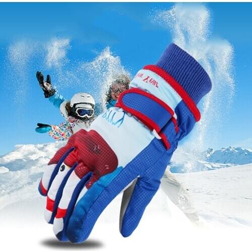 Childrens Winter Warm Snowboarding Ski Gloves Cartoon Printed Kids Snow Mittens Waterproof Skiing Breathable Air Winter Gloves