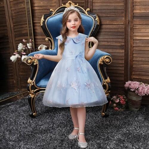 Kids Girl Cake Tutu Flower Sleeveless Dress Children Party Wedding Formal Dress for Girl Princess Costume New 2021