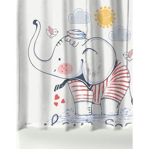 Home Custom Lovely Animals Pattern Waterproof Polyester Fabric Bathroom Shower Curtain Set with Anti-slip Bath Mat