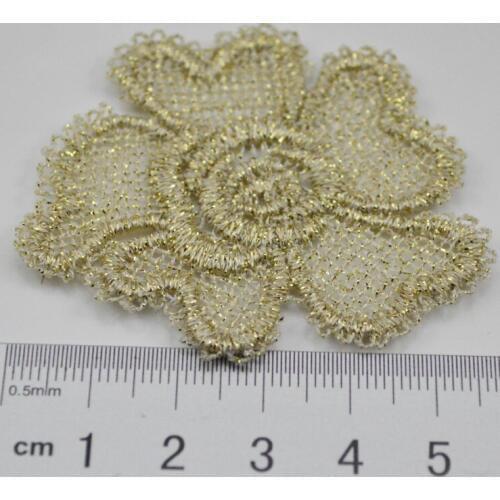 20pcs Elegant Sewing Supplies Embroidery Gold Rose Flower Lace Trim Patch Costura Motif Clothes Appliques Broderie A Coudre