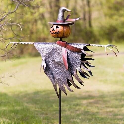 Halloween Pumpkin Head Scarecrow Jack Lantern Outdoor Pile Decoration Ornamentsgarden Statues & Sculptures Figurine Metal