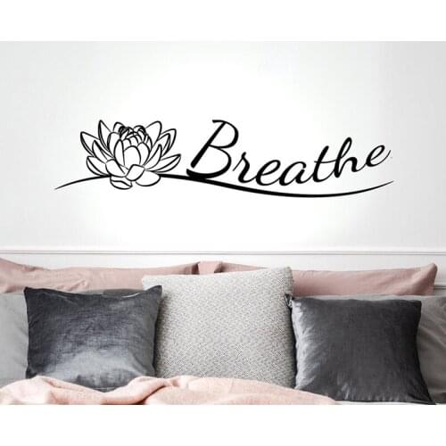 Indian Yoga Buddha Breathe Lotus Flower Vinyl Stickers Mural Yoga Studio Breathe Buddhism Decals Home Decoration Z406