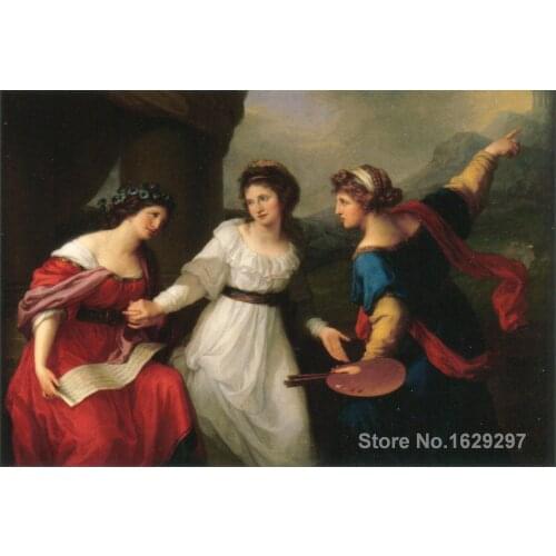 Self portrait Hesitating between the Arts of Music by Angelica Kauffman Canvas art Painting High quality Hand painted