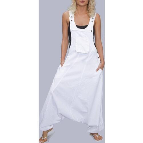 Plus Size Women Summer Casual Sleeveless Loose Harem Pants Pockets Jumpsuit Playsuits S-5XL