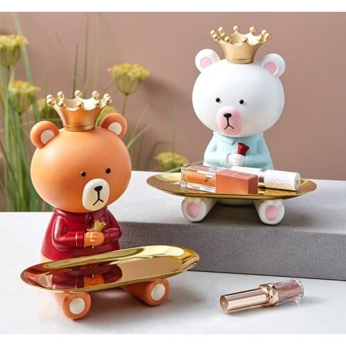 Cool Bear Figurine Resin Statues for Decoration Storage Box Home Decoration Ornamental Resin Sculpture Figurines Home Decor