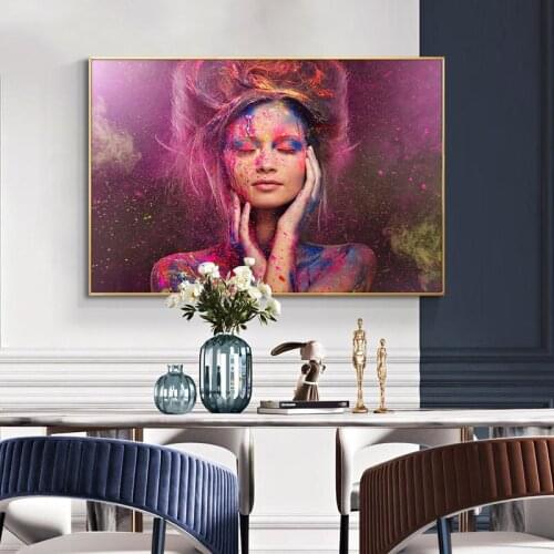 Colorful sexy nude girl women oil painting art posters on canvas and prints wall art pictures for living room home decoration