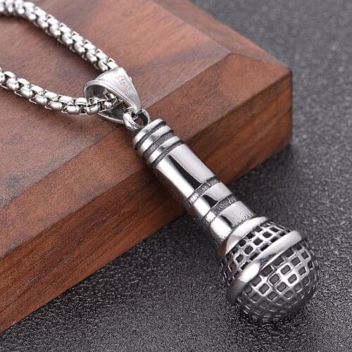 Microphone Pendant Necklace Fashion Sliver Link Chain Necklaces Hip Hop High Quality Jewelry for Women and Men