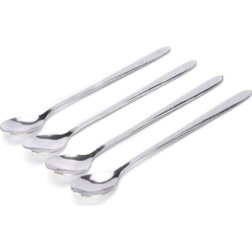 Coffee Tea Stir Spoon Long Handle Ice Cream Dessert Spoons Eco-Friendly Stainless Steel Tableware Kitchen Supplies