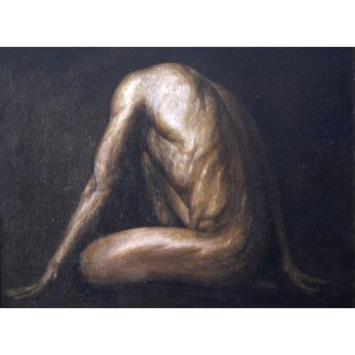 32" large # TOP ART # NUDE MAN MALE GAY Muscular body oil painting ON CANVAS shipping free