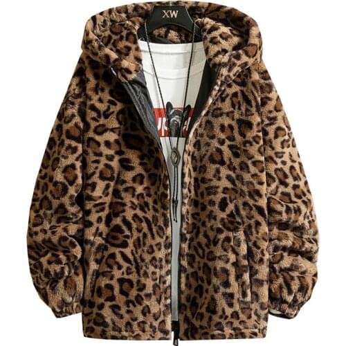Fashion New Warm Love Winter Jacket Men Coat Woman Hooded Faux Fur Leopard Casual Slim Parka Mens Winter Coat