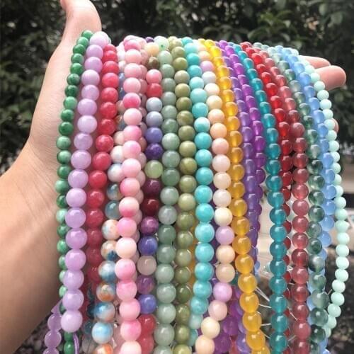 Natural Stone Amazonite Angelite Chalcedony Jades Beads Round Loose Spacer Beads For Jewelry Making Diy Bracelet Charms 4-12mm