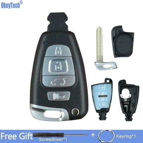 OkeyTech 4 Buttons Replacement Remote Control Car Key Shell Case Cover Fob For Hyundai Veracruz Ix55 2007-2013 With Insert Blade