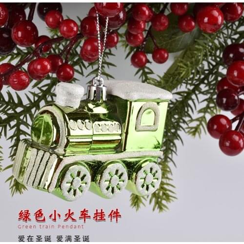 Plastic painted locomotive pendant Christmas tree decoration supplies school kindergarten children DIY decoration decorations