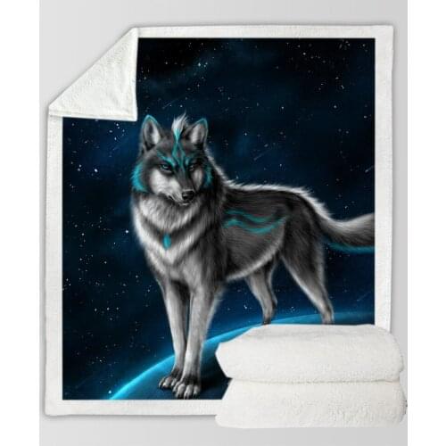 Bedclothes Galaxy Star Wolf Sherpa Blankets Sherpa Home Travel Hotel Weighted Blanket Double Single Kids Adult Blankets For Soft